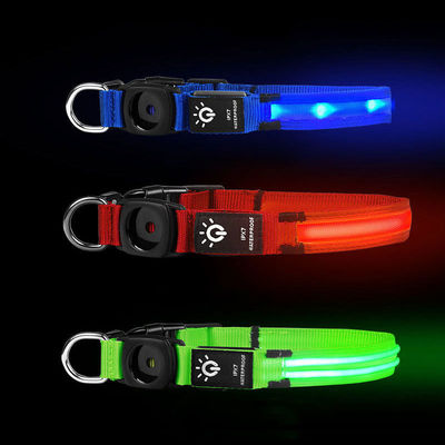 LED obroża dla psów wodoodporne średnie duże psy AirTag posiadacz Błysk oświetlenie Customized Logo Design