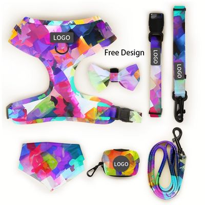 Neoprene Dog Harness And Leash Set Personalized Designer Custom Pattern No Pull Soft Pet Harness dla małych i średnich psów