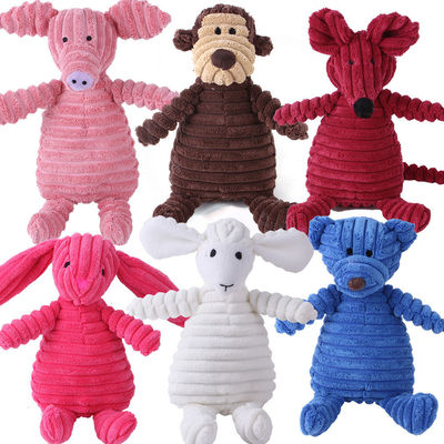 Zabawki dla zwierząt domowych do zabawy w pomieszczeniach Corduroy Dog Toys Animal Form Plush Squeaky Chew Bite Resistant Supplies